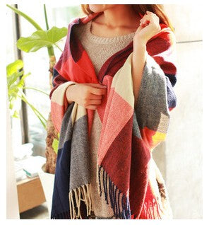 Fashion Wool Winter Scarf Women Spain Desigual Scarf Plaid Thick Brand Shawls and Scarves for Women