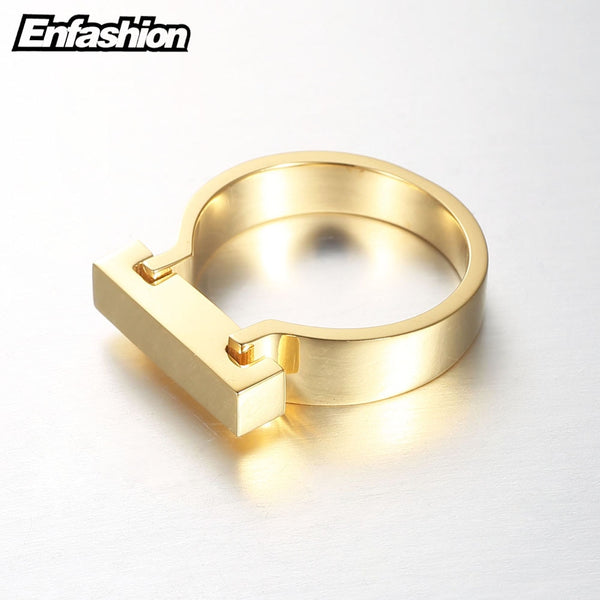 Enfashion Personalized Engraved Name Rings Gold color Midi Ring Flar Bar Knuckle Rings For Women Jewelry Bagues Anillos