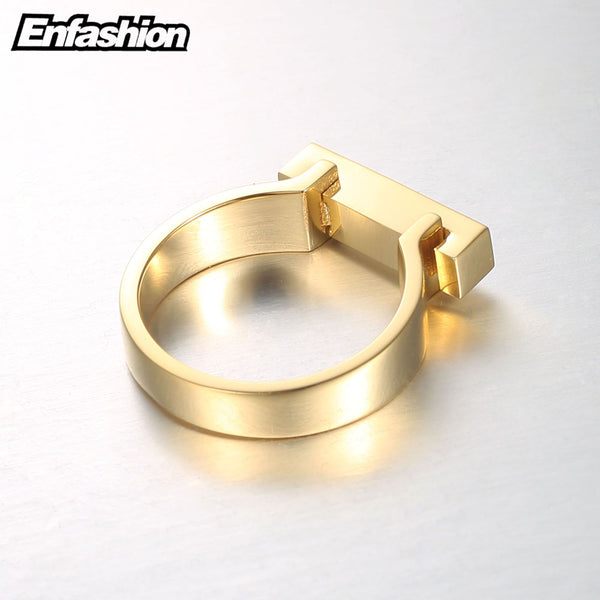 Enfashion Personalized Engraved Name Rings Gold color Midi Ring Flar Bar Knuckle Rings For Women Jewelry Bagues Anillos