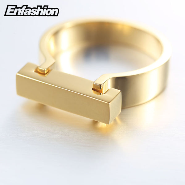 Enfashion Personalized Engraved Name Rings Gold color Midi Ring Flar Bar Knuckle Rings For Women Jewelry Bagues Anillos