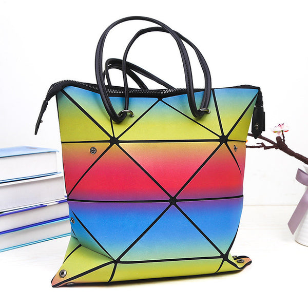 New Fashion Folded Women Handbags PU Leather BaoBao Bag Famous Designer Geometric Shoulder Bag Issey Miyak Diamond Tote Bags