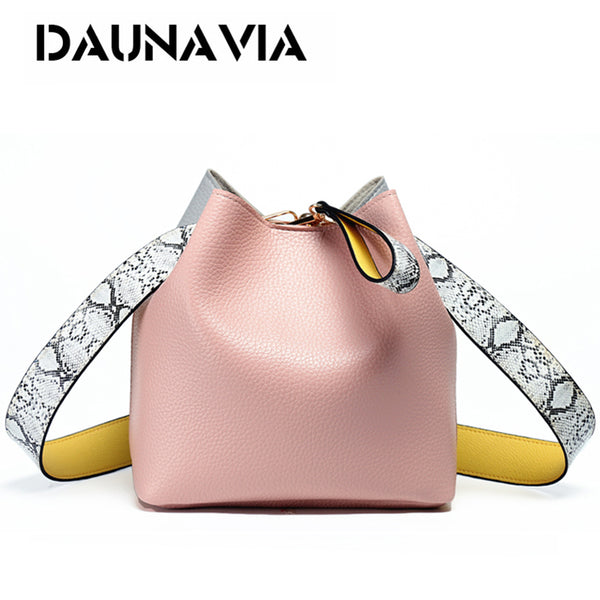 DAUNAVIA brand fashion women bucket handbags shoulder bag women crossbody messenger bag designer women bag with serpentine strap