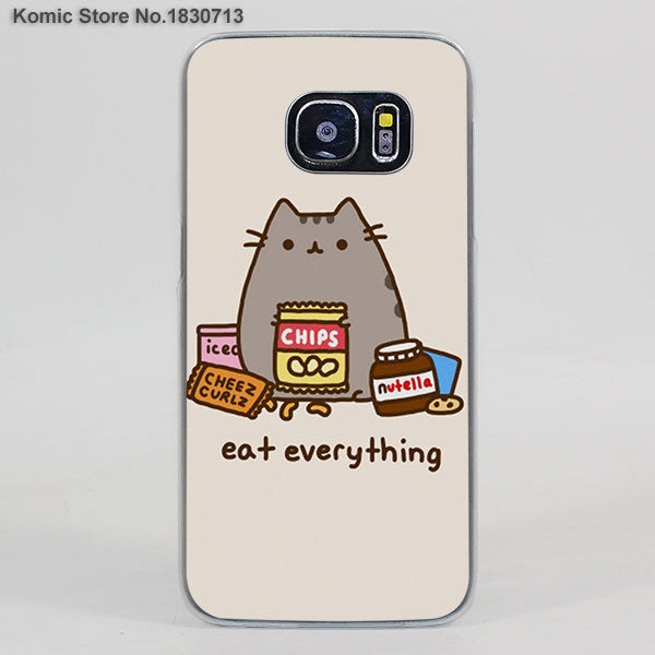 Lovely Pusheen Cat sweety transparent clear hard case cover for Samsung Galaxy s6 s7 edge s4 s5 mini note 4 note5