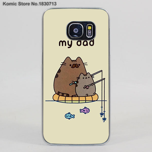 Lovely Pusheen Cat sweety transparent clear hard case cover for Samsung Galaxy s6 s7 edge s4 s5 mini note 4 note5
