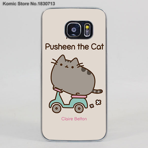 Lovely Pusheen Cat sweety transparent clear hard case cover for Samsung Galaxy s6 s7 edge s4 s5 mini note 4 note5