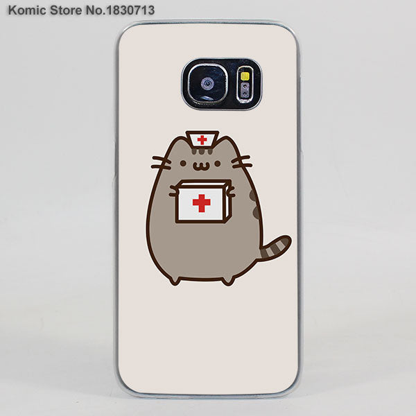 Lovely Pusheen Cat sweety transparent clear hard case cover for Samsung Galaxy s6 s7 edge s4 s5 mini note 4 note5