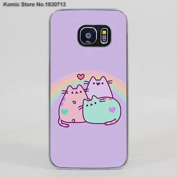 Lovely Pusheen Cat sweety transparent clear hard case cover for Samsung Galaxy s6 s7 edge s4 s5 mini note 4 note5