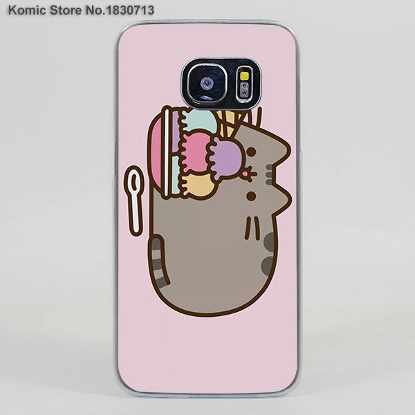 Lovely Pusheen Cat sweety transparent clear hard case cover for Samsung Galaxy s6 s7 edge s4 s5 mini note 4 note5