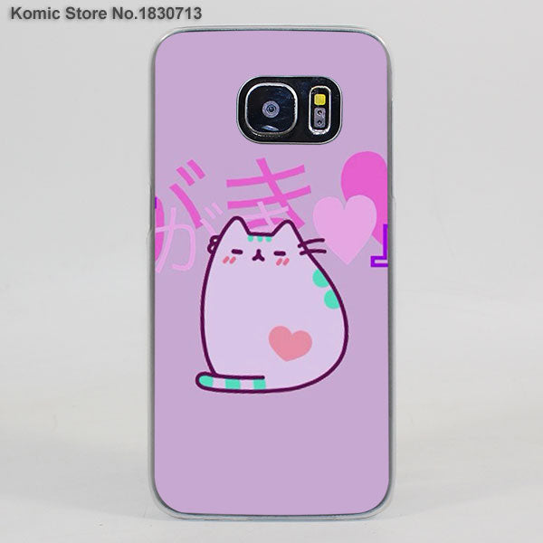 Lovely Pusheen Cat sweety transparent clear hard case cover for Samsung Galaxy s6 s7 edge s4 s5 mini note 4 note5