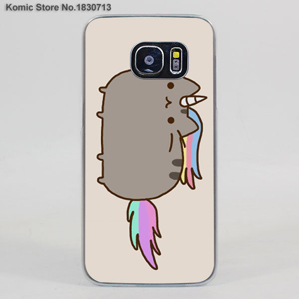 Lovely Pusheen Cat sweety transparent clear hard case cover for Samsung Galaxy s6 s7 edge s4 s5 mini note 4 note5