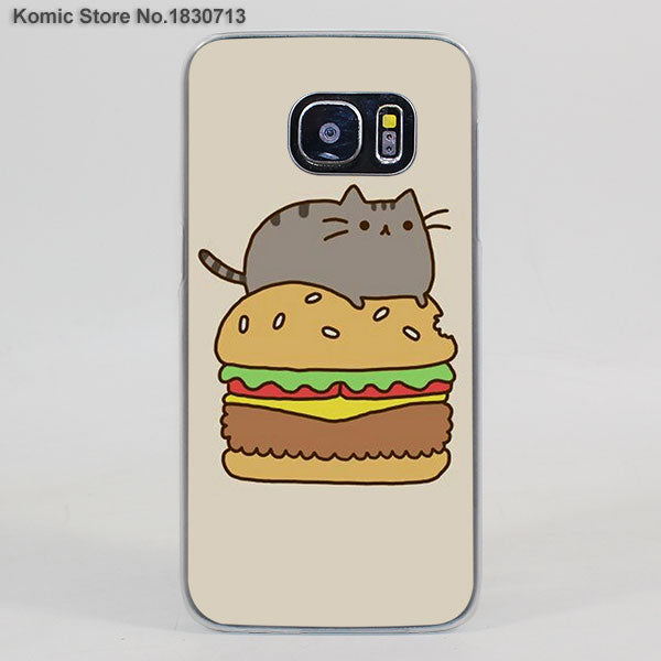 Lovely Pusheen Cat sweety transparent clear hard case cover for Samsung Galaxy s6 s7 edge s4 s5 mini note 4 note5
