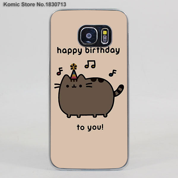 Lovely Pusheen Cat sweety transparent clear hard case cover for Samsung Galaxy s6 s7 edge s4 s5 mini note 4 note5