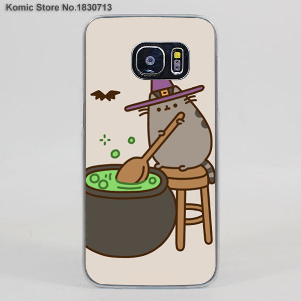 Lovely Pusheen Cat sweety transparent clear hard case cover for Samsung Galaxy s6 s7 edge s4 s5 mini note 4 note5