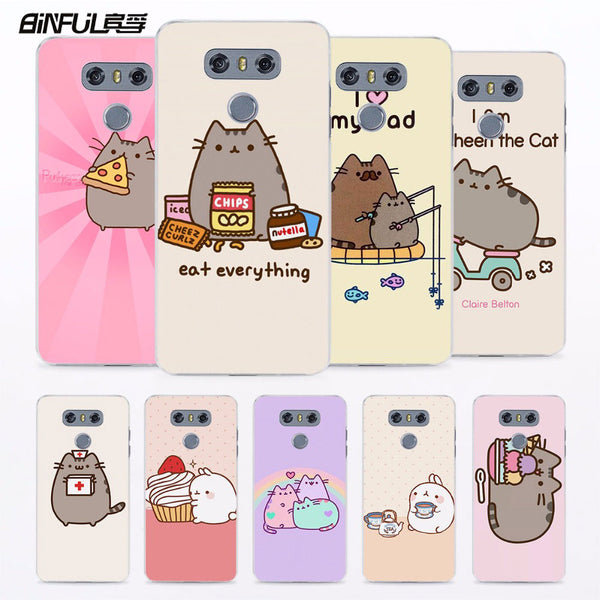 BiNFUL Lovely Pusheen Cat sweety Printed hard clear phone Case cover for LG G6 G5 G4 G3 V10 V20 K10 K8 2017 K5 K4 K3