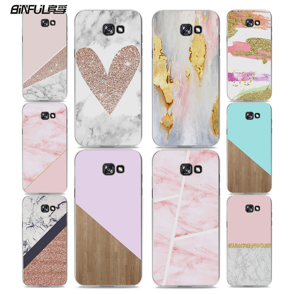 BiNFUL gold fantasy marble style hard clear phone Case cover for Samsung Galaxy A310 A510 A710 A7 A3 2017 A8 A9