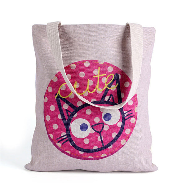 TANGIMP Handbags for Laptop Cat with Yellow Umbrella Cotton Grocery Shopping Tote Women Eco Reusable Tote Beach Bags Bookbags