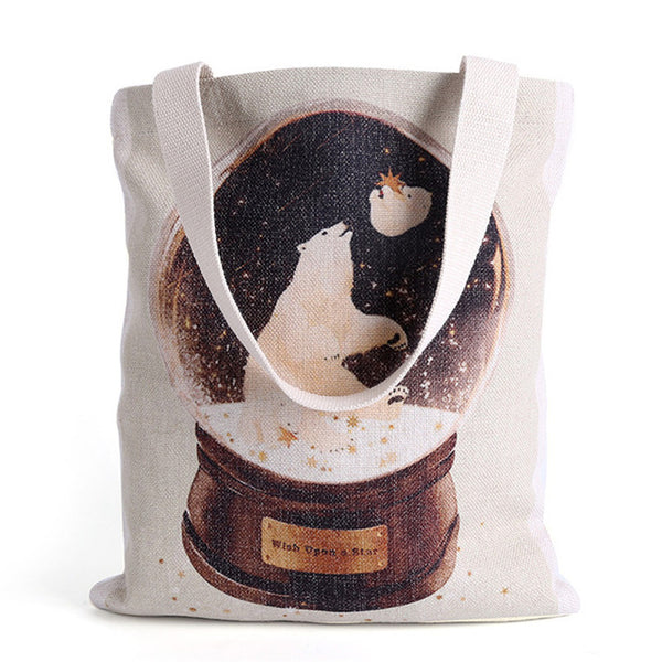 TANGIMP Handbags for Laptop Cat with Yellow Umbrella Cotton Grocery Shopping Tote Women Eco Reusable Tote Beach Bags Bookbags
