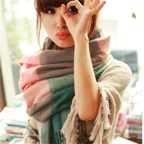 Fashion Wool Winter Scarf Women Spain Desigual Scarf Plaid Thick Brand Shawls and Scarves for Women